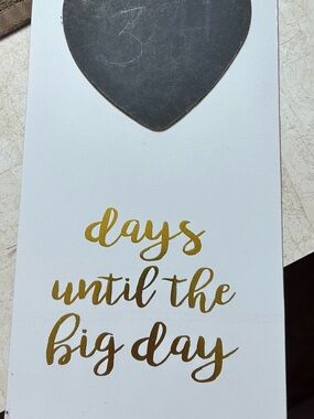 Wedding Countdown Sign - White with Gold Script